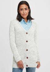 OXMO Knit Cardigan Philemona in Light Grey - Smgarment's